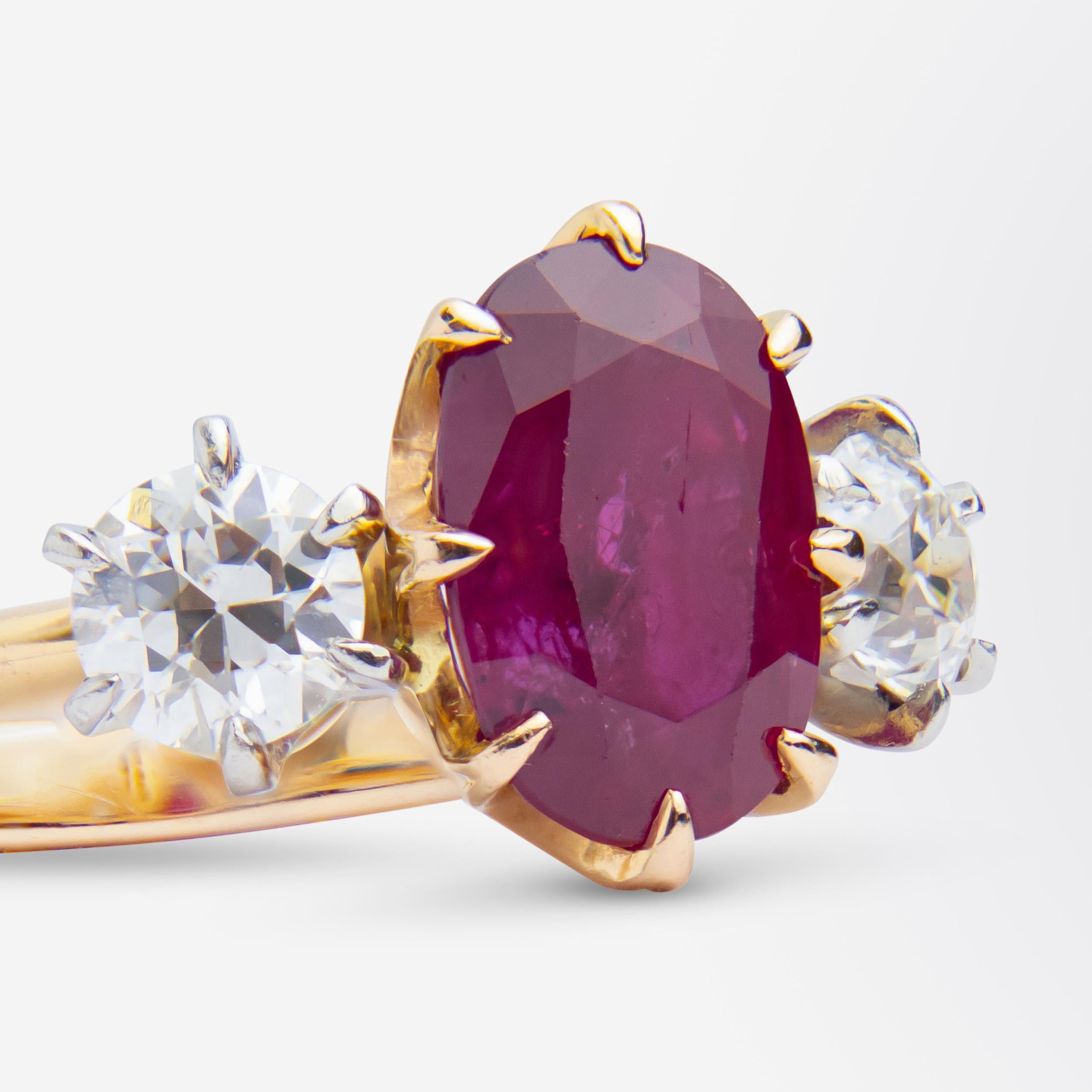 Femenino o masculino Anillo de rubí tailandés y diamante talla europea antigua en venta