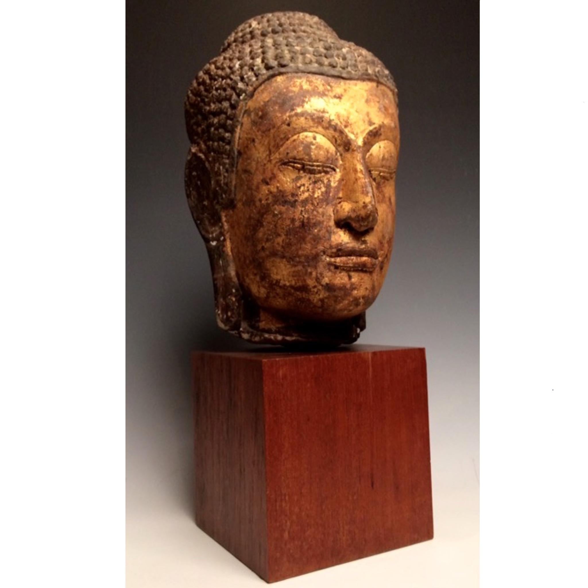 Thai Sandstone Carving of the Head of A Buddha Image For Sale 7