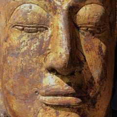 Thai Sandstone Carving of the Head of A Buddha Image