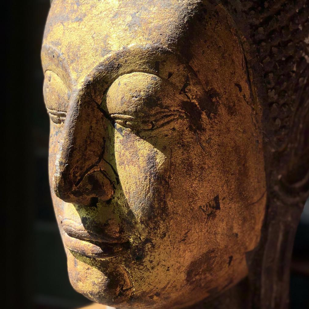 Other Thai Sandstone Carving of the Head of A Buddha Image For Sale