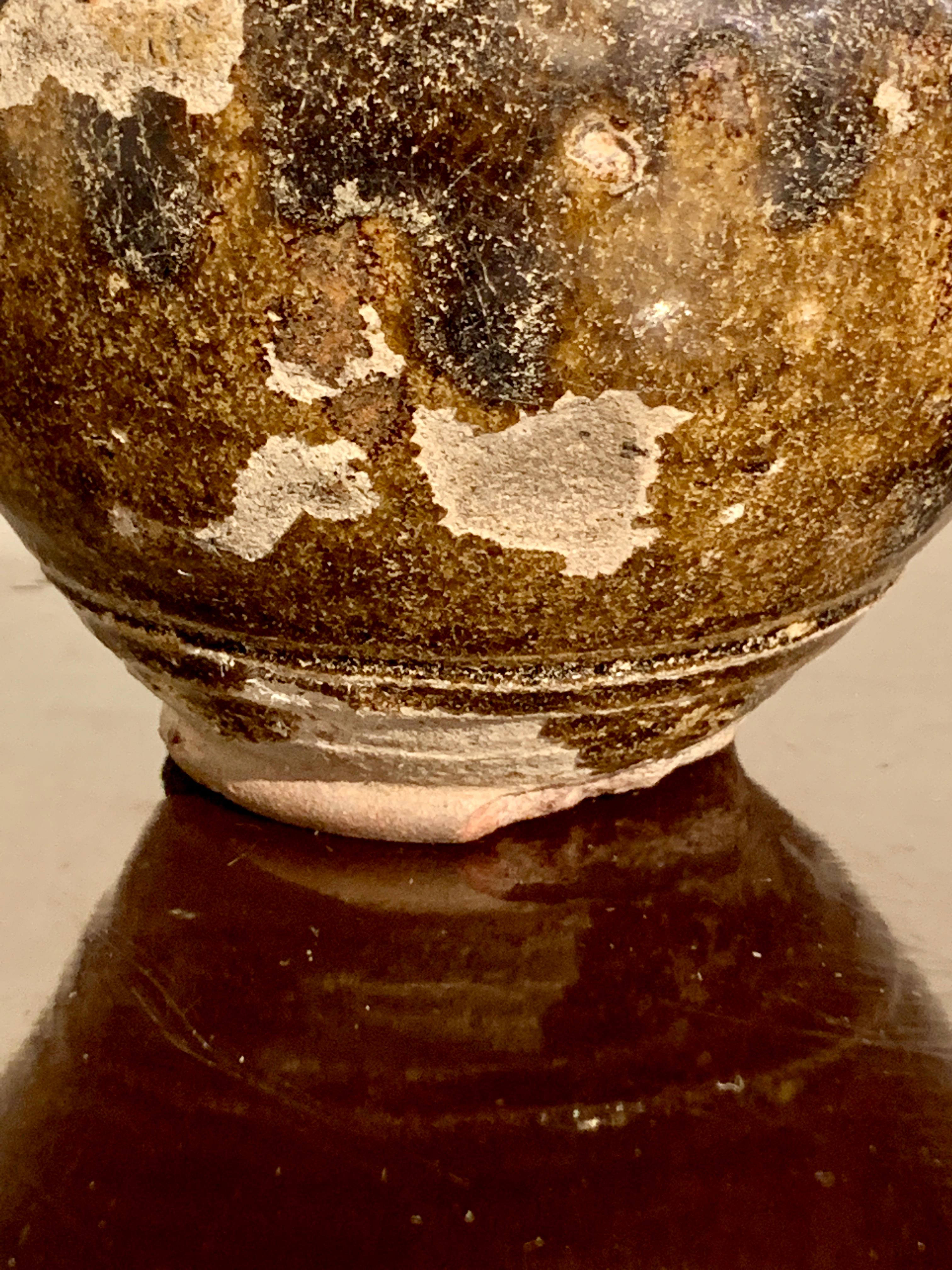 Thai Sawankhalok Olive Glazed Bottle Vase, 14th-16th Century, Thailand 3