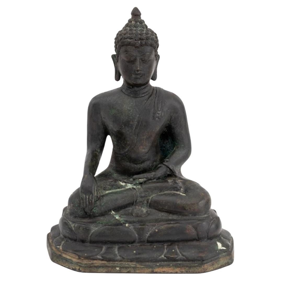 Thai Seated Buddha Patinated Bronze Sculpture