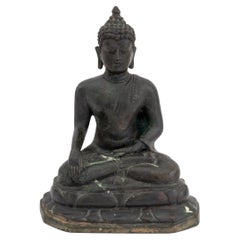 Thai Seated Buddha Patinated Bronze Sculpture