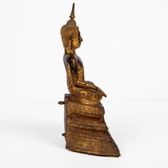 Thai Siamese Gilt Bronze Seated Buddha
