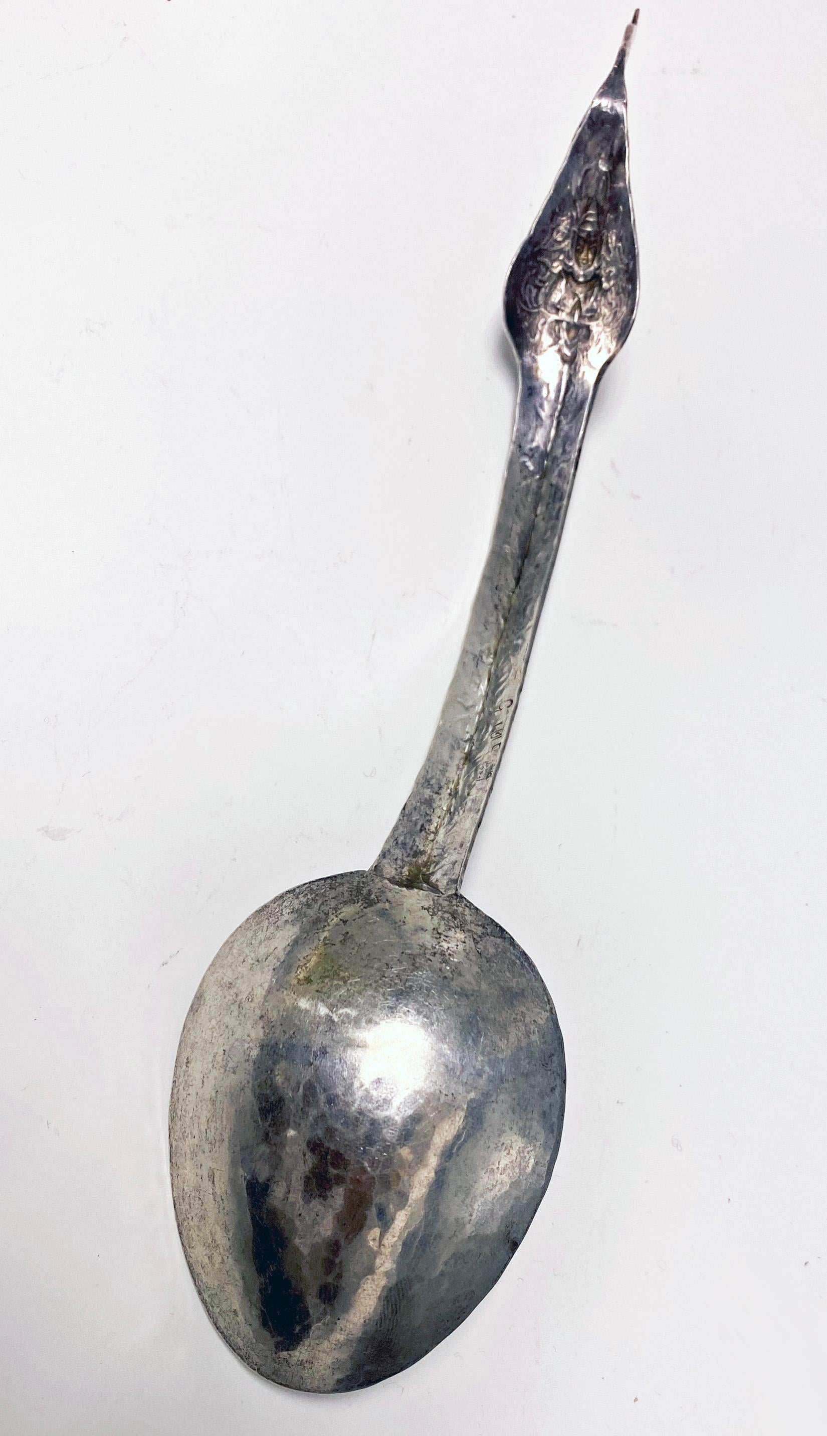 20th Century Thai Silver Rice Serving Ladle Spoon