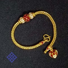 Thai sukhothai gold bracelet. Brass + silver on 24K Goldplated.