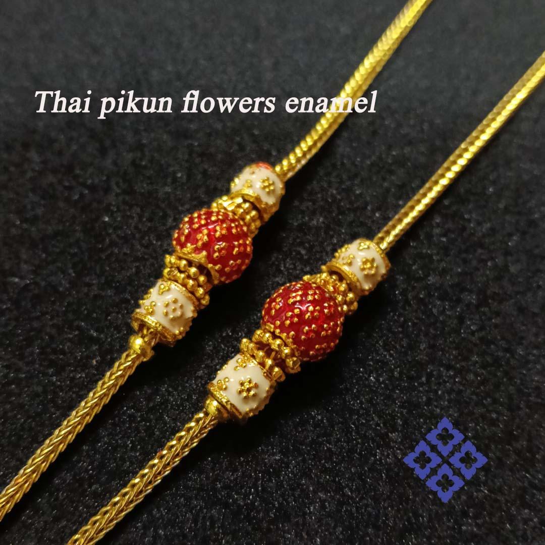 Thai sukhothai gold necklace. Brass + silver on 24K Goldplated. In New Condition For Sale In Bangkok, TH