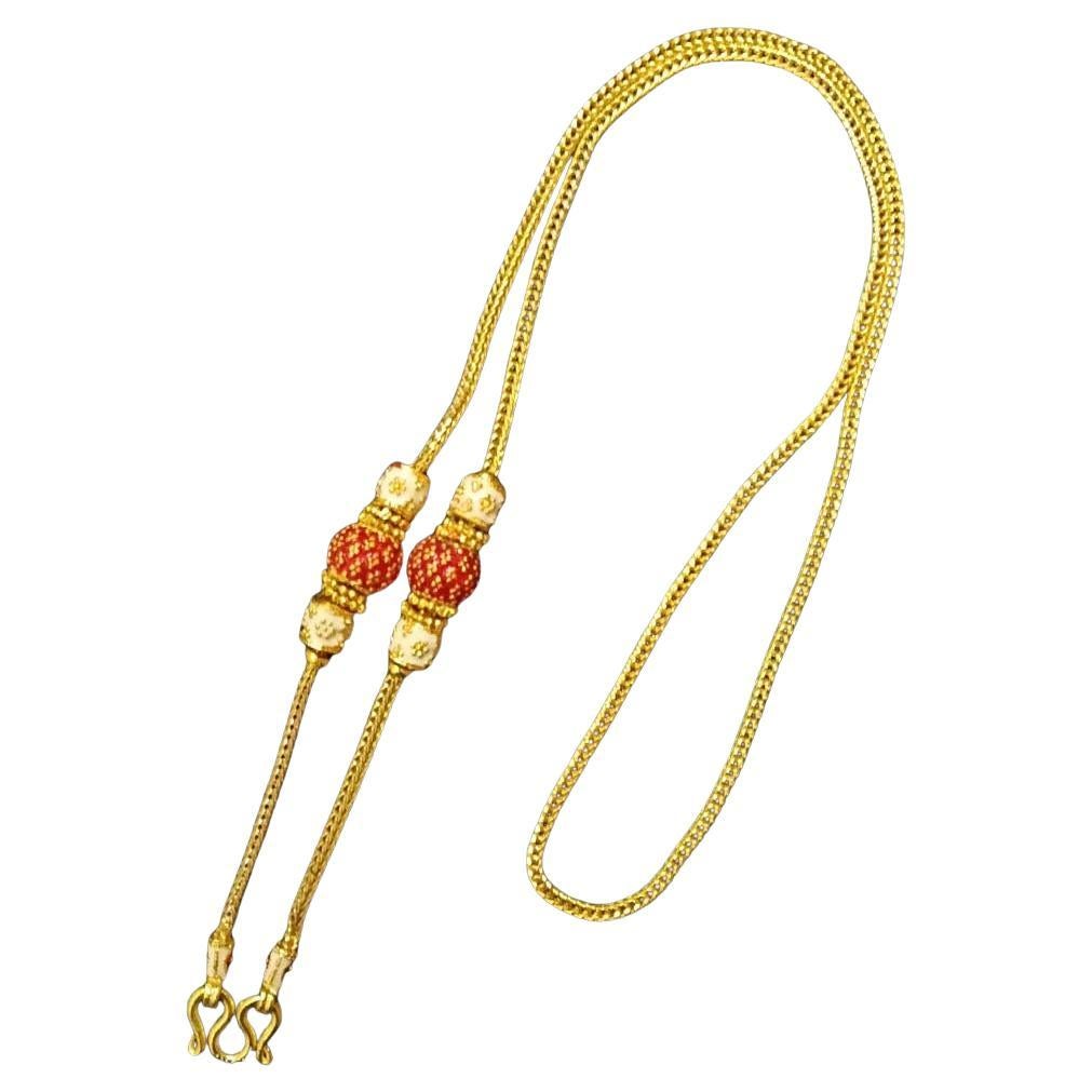 Thai sukhothai gold necklace. Brass + silver on 24K Goldplated. For Sale