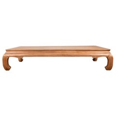 Thai Teak Wood Coffee Table with White Wash Finish and Bulging Chow Legs