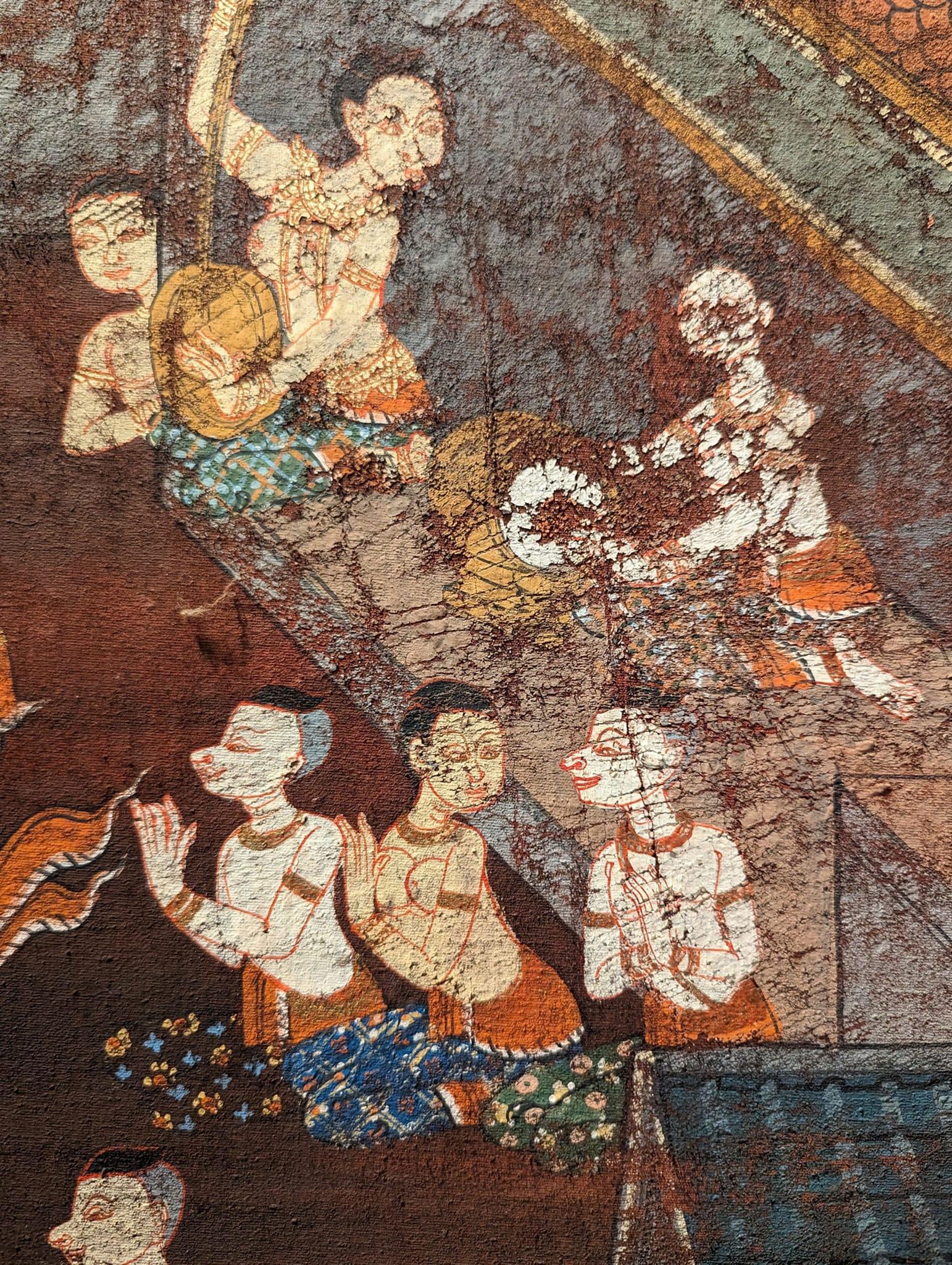 Thai Temple Scroll Painting In Fair Condition For Sale In Miami, FL