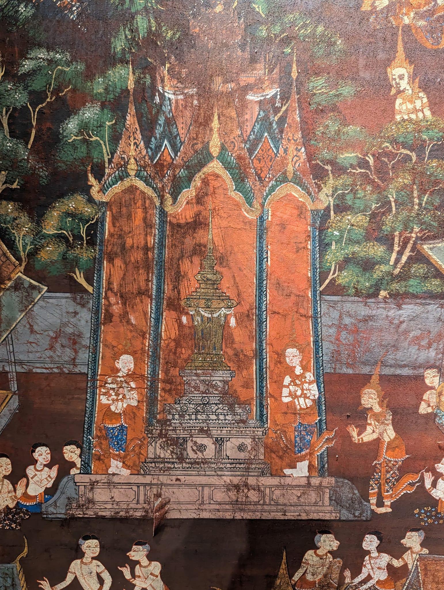 19th Century Thai Temple Scroll Painting For Sale