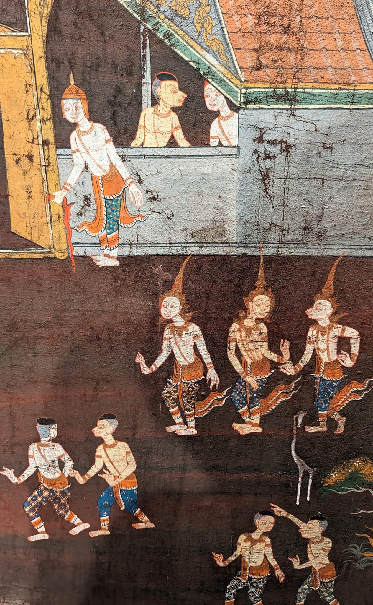 Canvas Thai Temple Scroll Painting For Sale