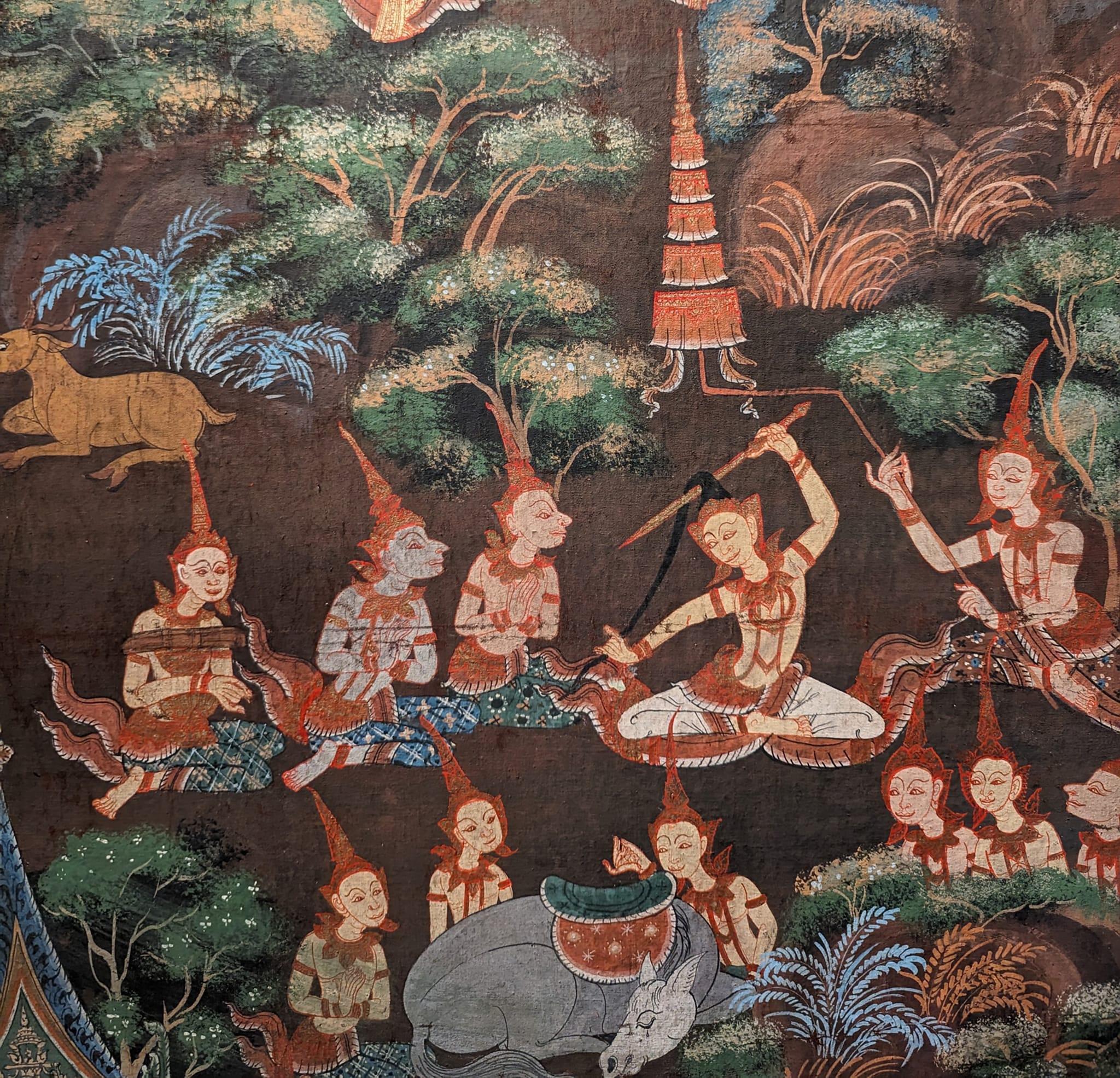 Thai Temple Scroll Painting For Sale 2