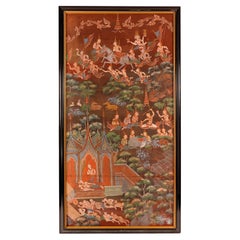 Antique Thai Temple Scroll Painting