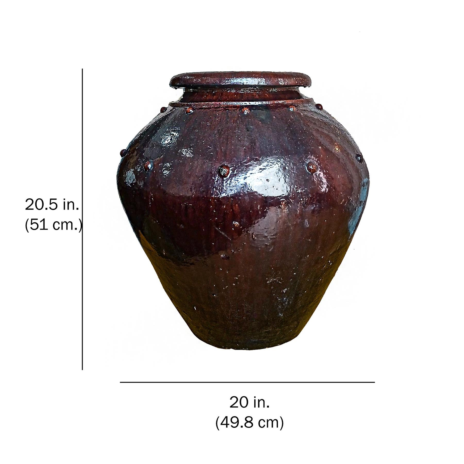 Fioriera / Vaso / Cachepot in terracotta tailandese con smalto bordeaux, metà del XX secolo in vendita 2