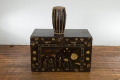 Thai Wood and Leather Klong Khaek Processional Drum with Distressed Appearance