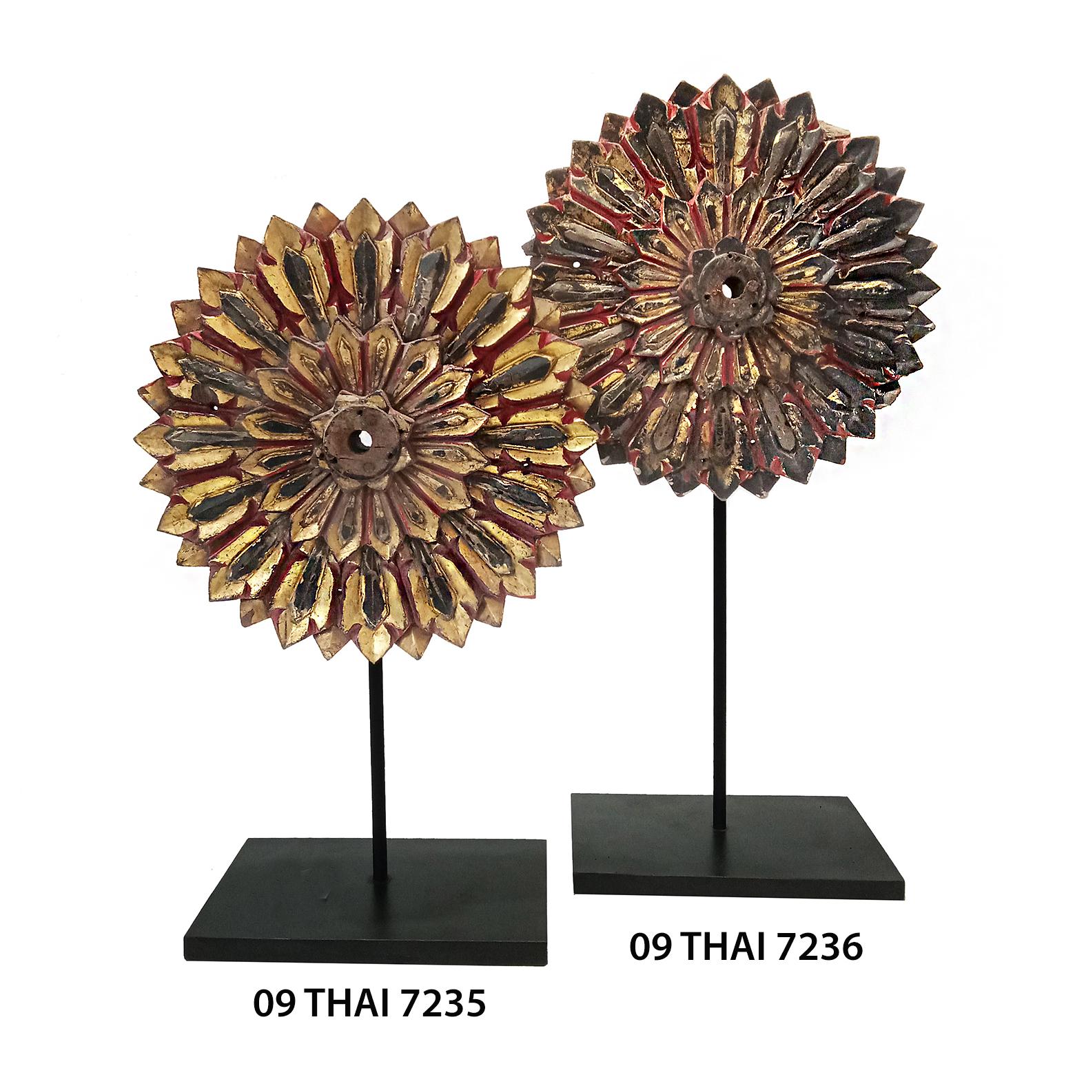 Thai Wood Flower Sculptures For Sale 11
