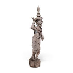 Thai Wooden Masked Dancer Figure, c. 1900