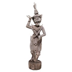 Thai Wooden Masked Dancer Figure, c. 1900