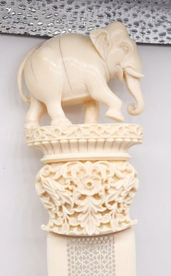 THAILAND 1900 Antique Large Desk Letter Opener With Intricate Carved Elephant