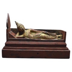 Thailand 19th Century, Representation of reclining Buddha, Gilded lacquered wood