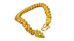 Thailand Dragon Mens Bracelets 24 Karat Yellow Gold
