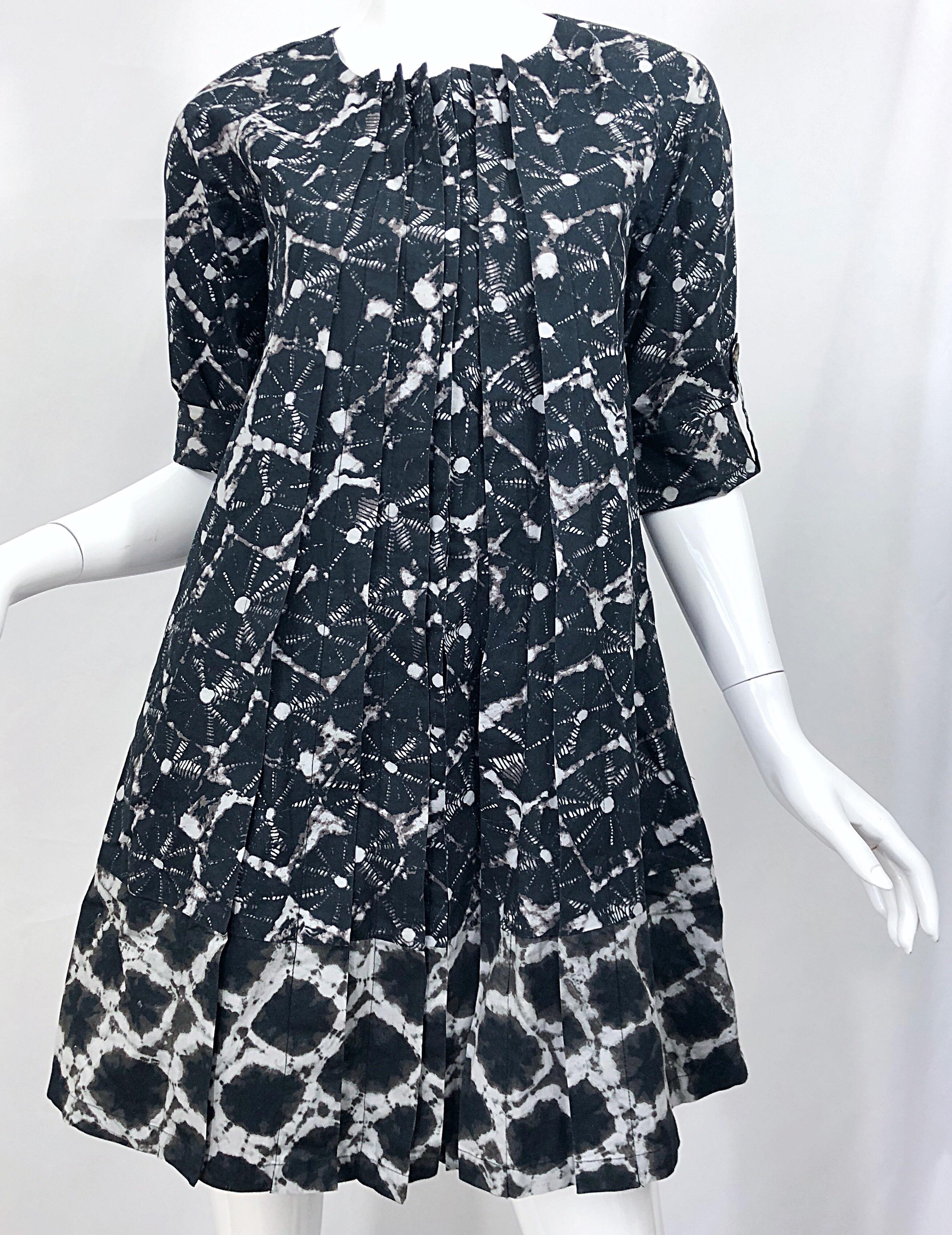 Thakoon Spring 2008 Black White Abstract Tie Dye Trapeze Swing Dress Jacket For Sale 4