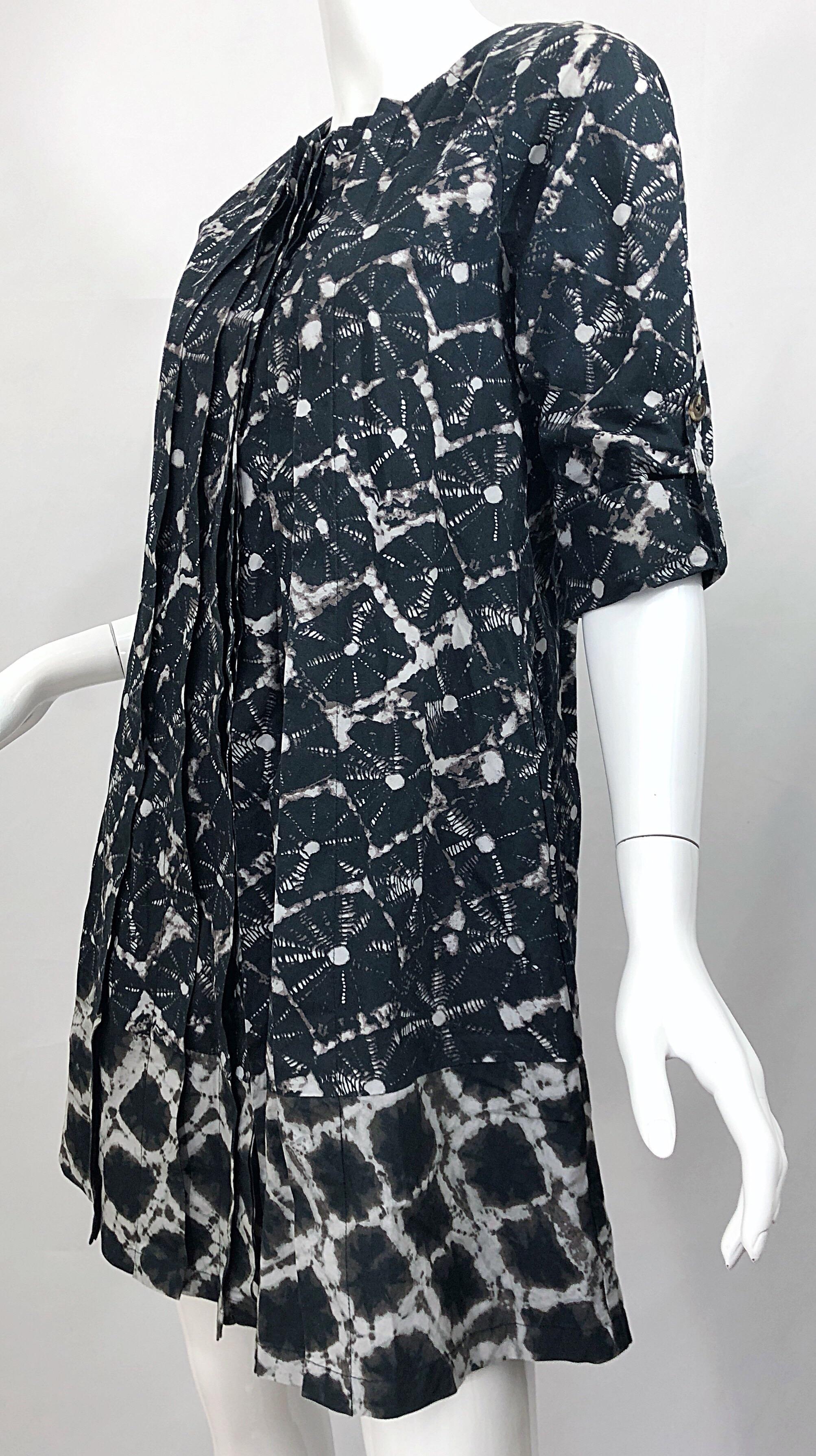 Thakoon Spring 2008 Black White Abstract Tie Dye Trapeze Swing Dress Jacket For Sale 5