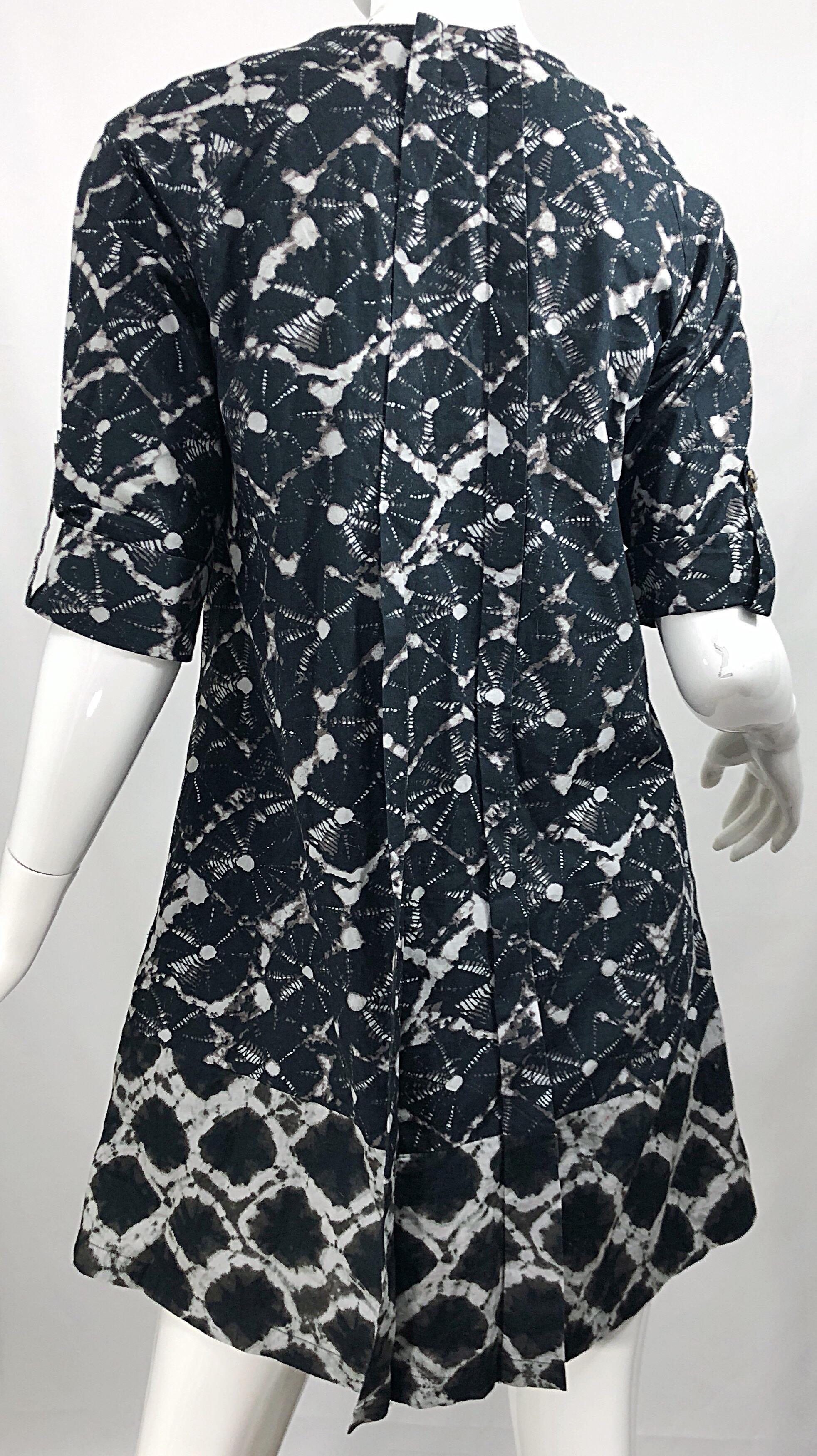 Thakoon Spring 2008 Black White Abstract Tie Dye Trapeze Swing Dress Jacket For Sale 6