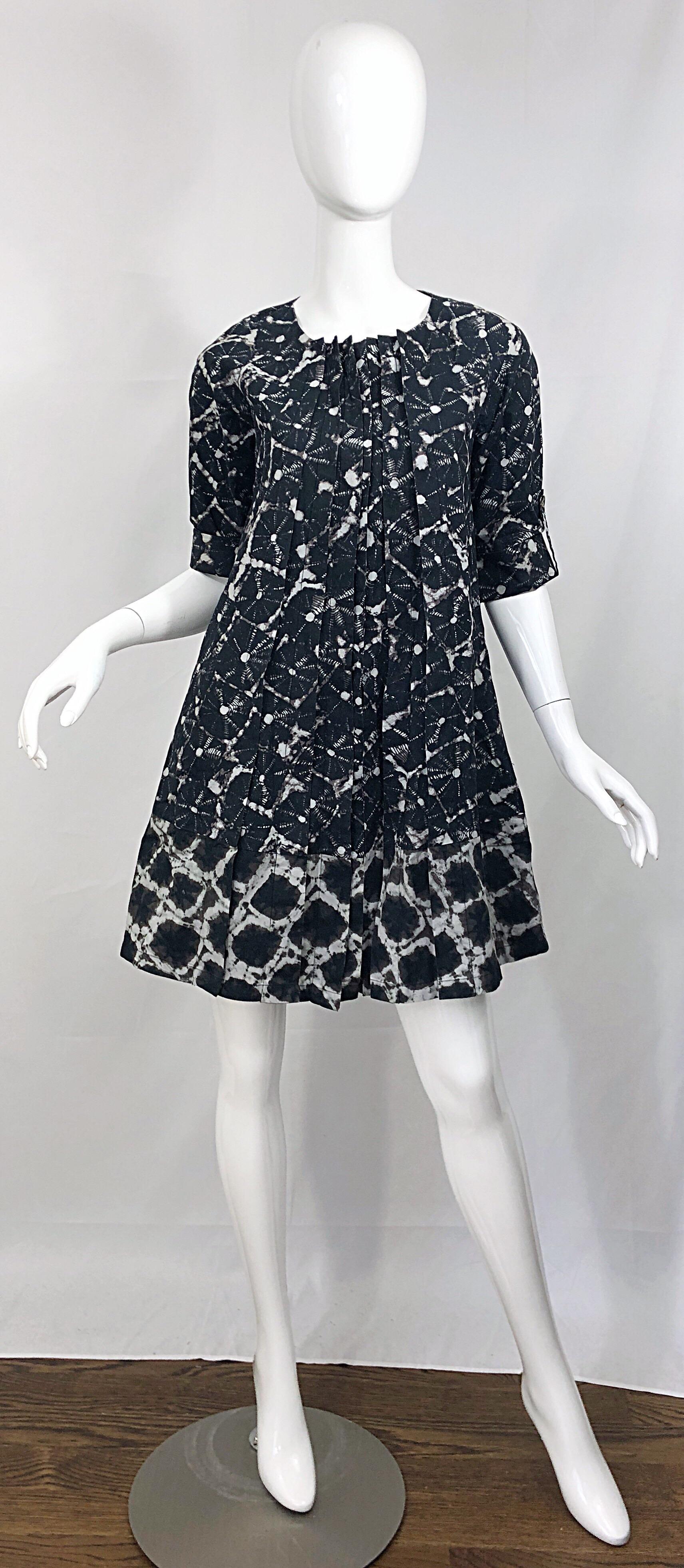 Thakoon Spring 2008 Black White Abstract Tie Dye Trapeze Swing Dress Jacket For Sale 7