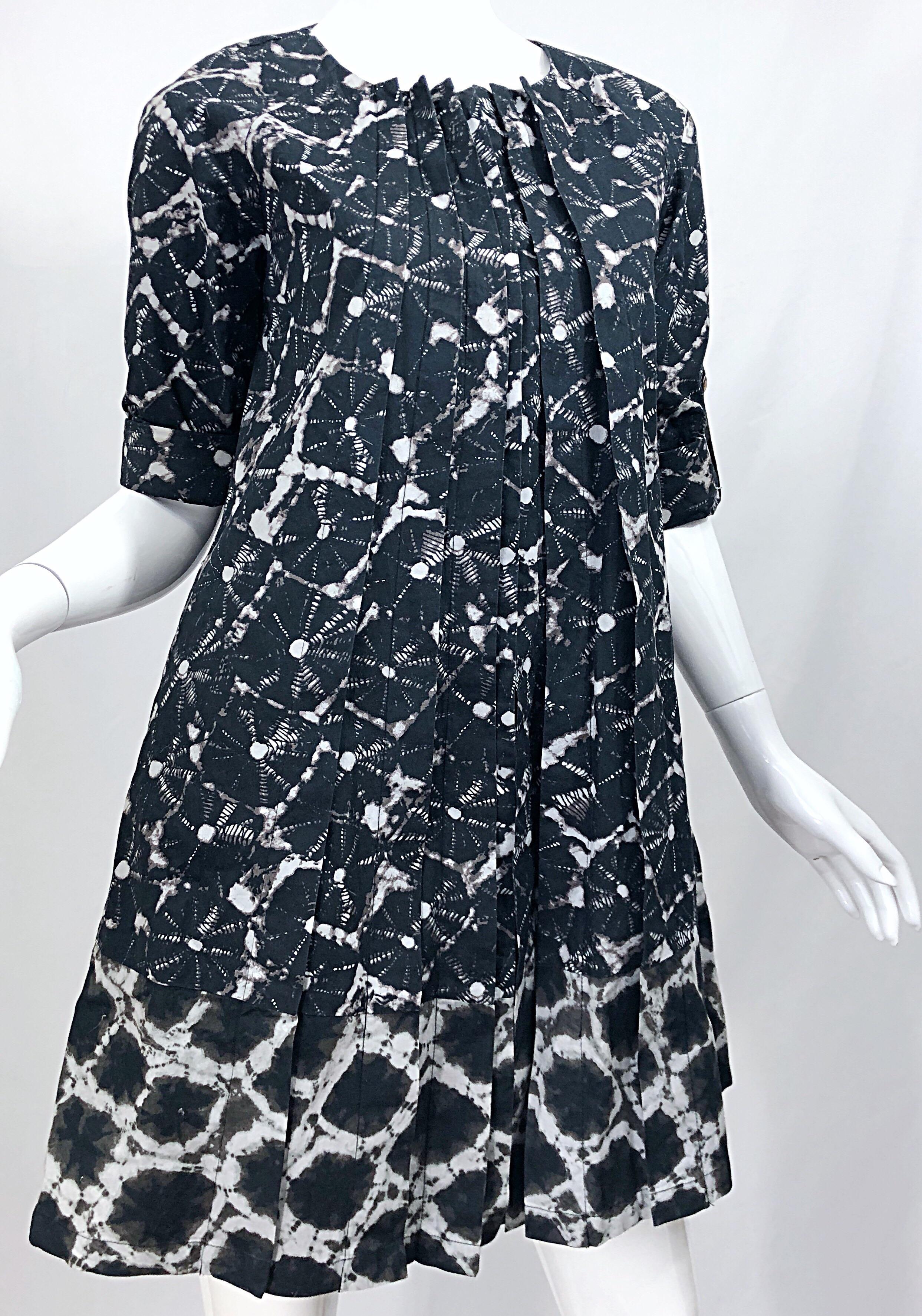 Women's Thakoon Spring 2008 Black White Abstract Tie Dye Trapeze Swing Dress Jacket For Sale
