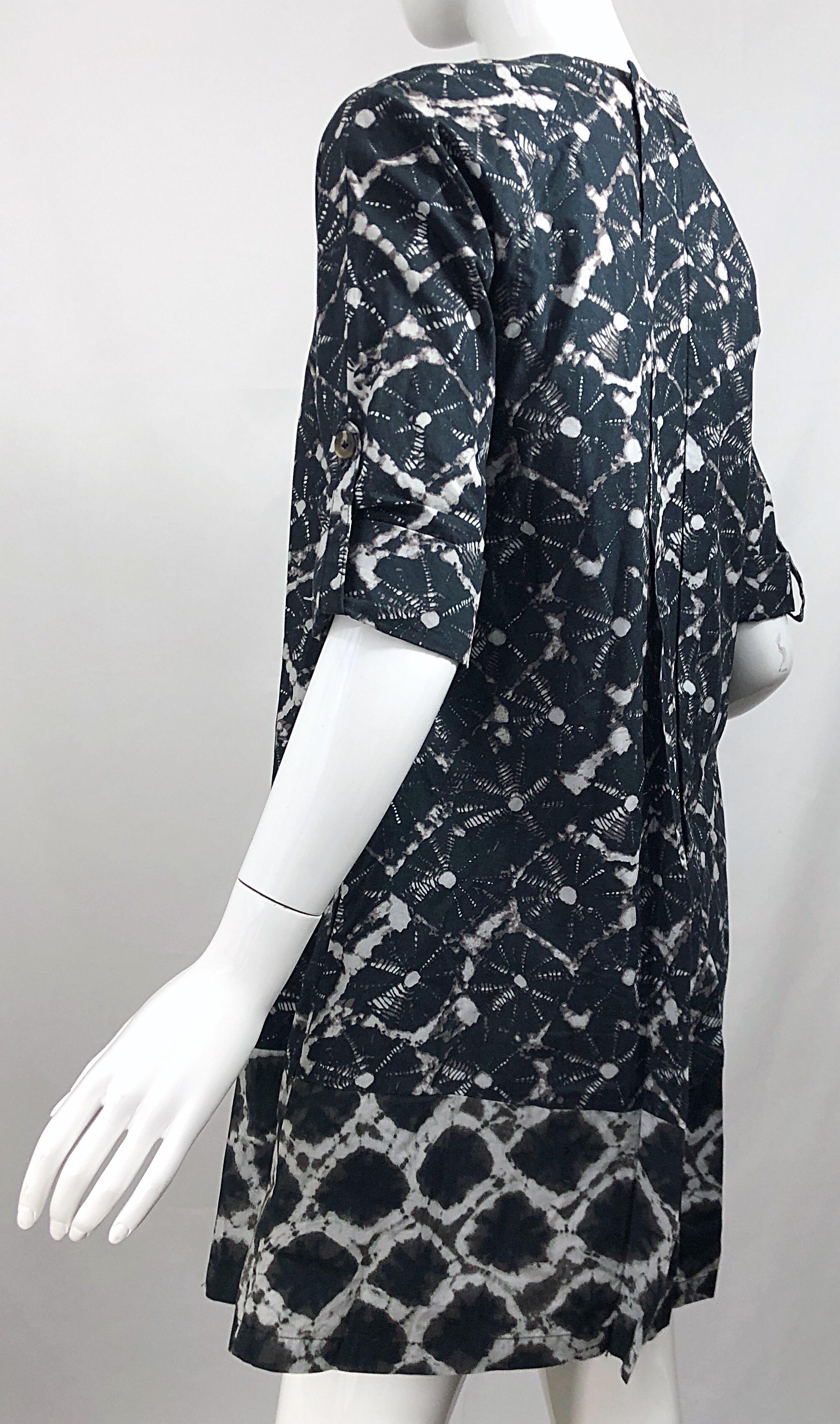 Thakoon Spring 2008 Black White Abstract Tie Dye Trapeze Swing Dress Jacket For Sale 1