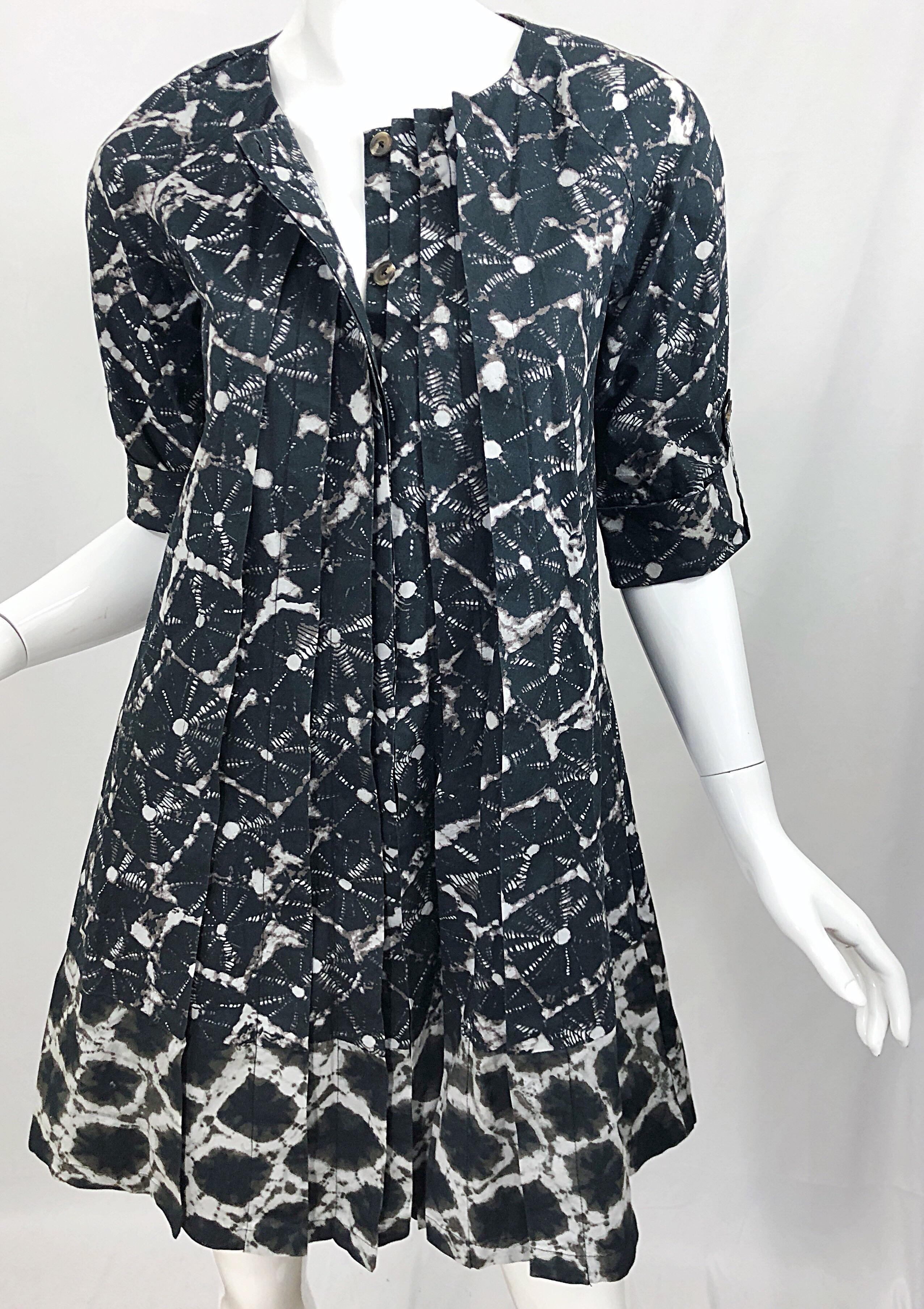 Thakoon Spring 2008 Black White Abstract Tie Dye Trapeze Swing Dress Jacket For Sale 2