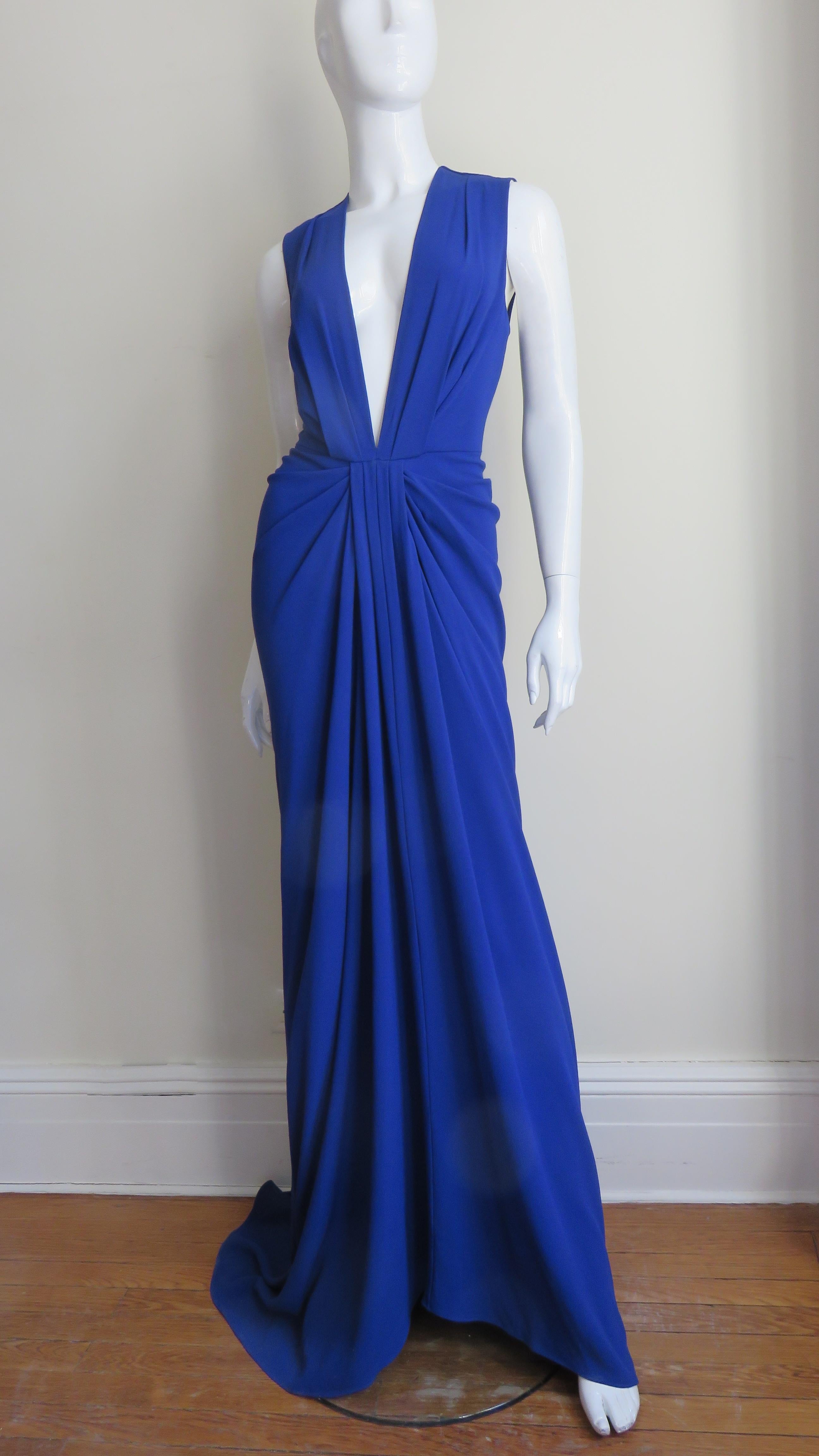 Thakoon Plunging Blue Gown at 1stDibs