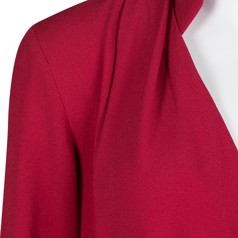 Thakoon Red Crepe Draped Long Sleeve Dress S In Good Condition In Dubai, Al Qouz 2