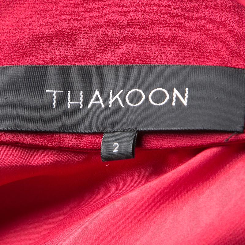 Women's Thakoon Red Crepe Draped Long Sleeve Dress S