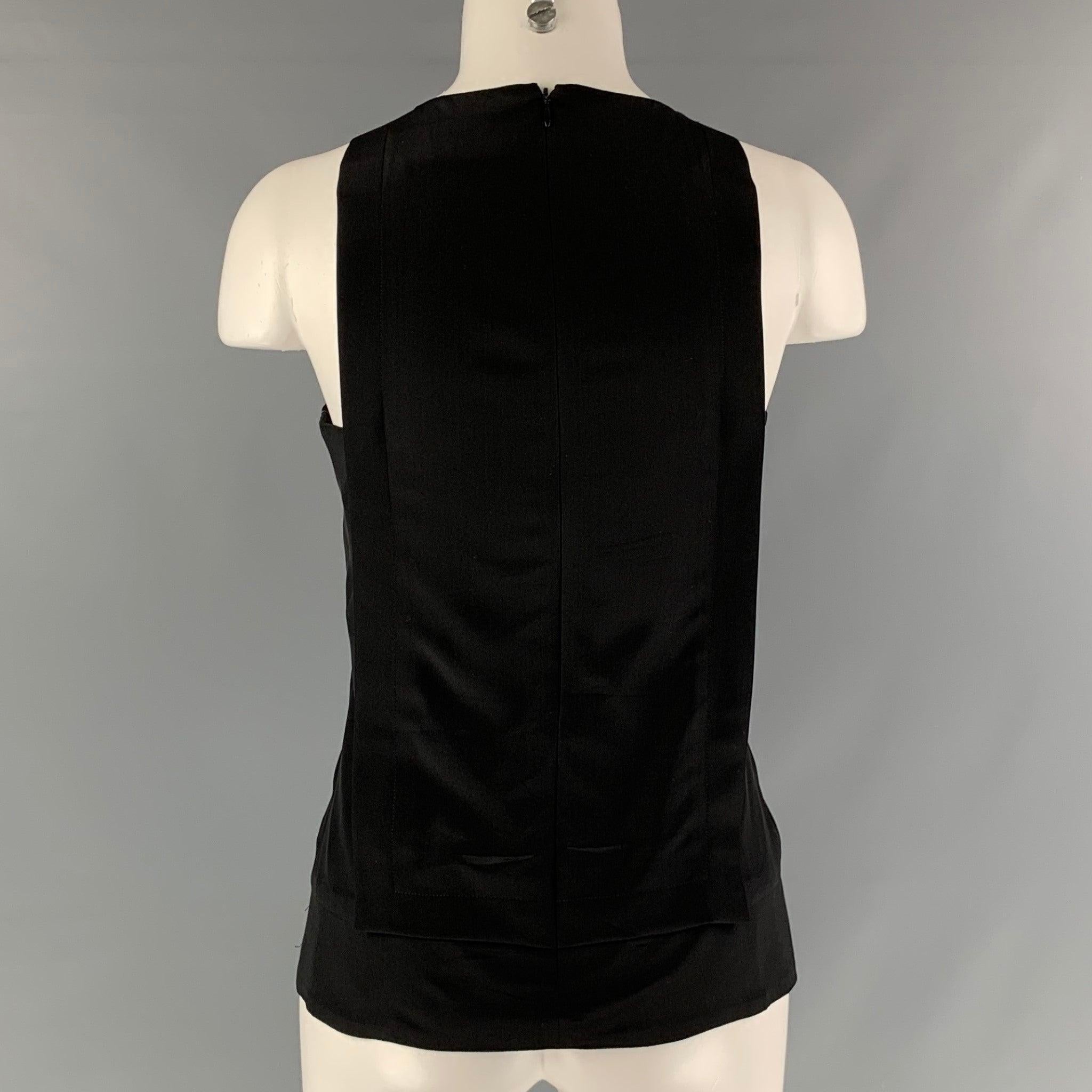 THAKOON Size M Black Silk Solid Asymmetrical Blouse In Excellent Condition For Sale In San Francisco, CA