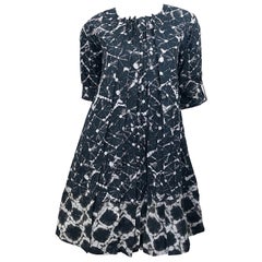 Thakoon Primavera 2008 Negro Blanco Abstracto Tie Dye Trapecio Vestido Swing Chaqueta
