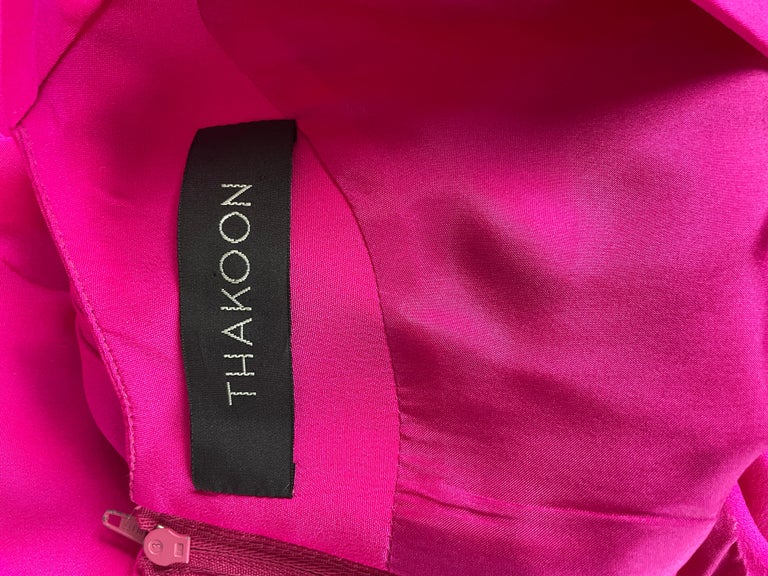 Thakoon Vintage Plunging Hot Pink Silk Evening Dress  For Sale 5