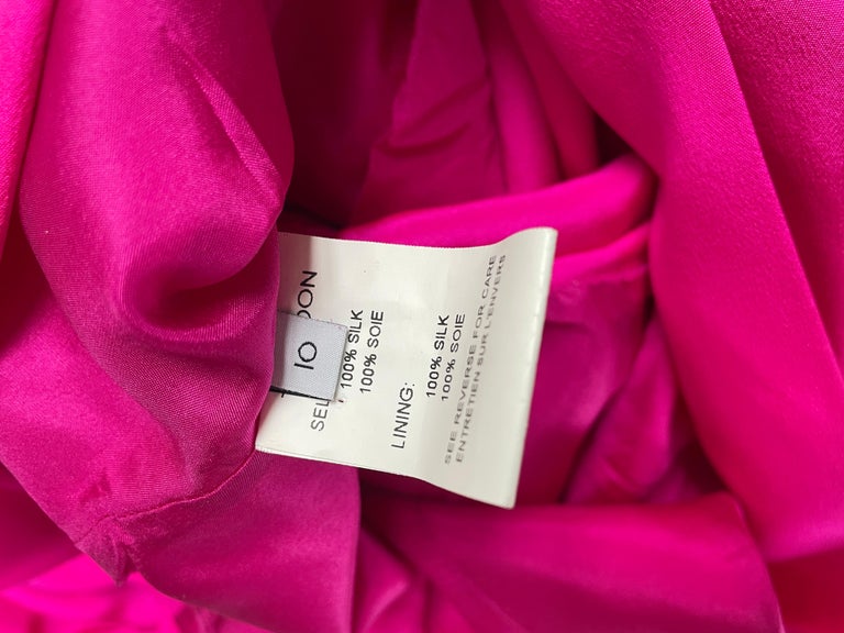 Thakoon Vintage Plunging Hot Pink Silk Evening Dress  For Sale 6
