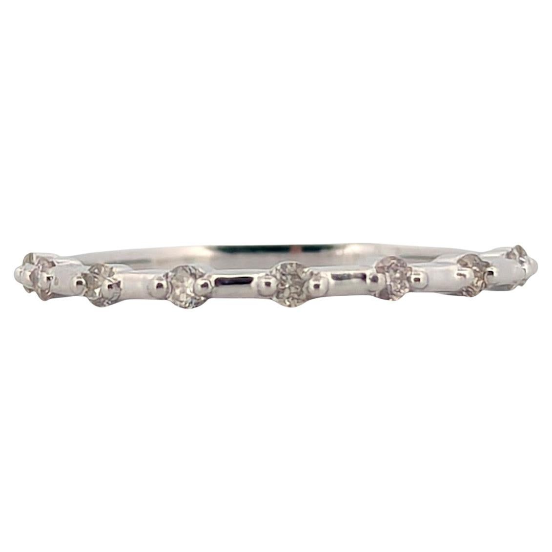 Thalassa  10K White Gold Diamond Band, 0.20 CTW, Dainty Stacking Ring Size 7 For Sale