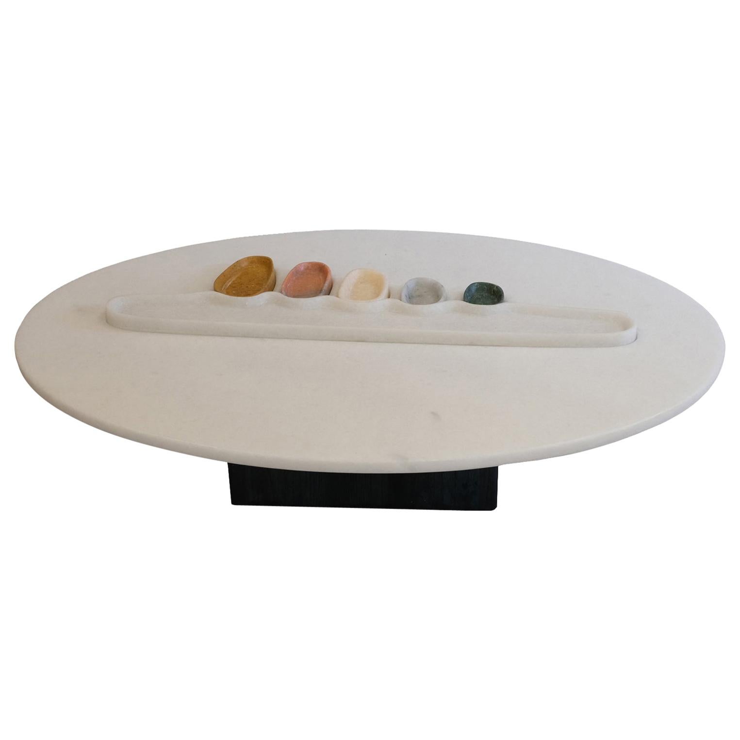 Thali, a Marble Low Table, Design by Matang and Natasha Sumant