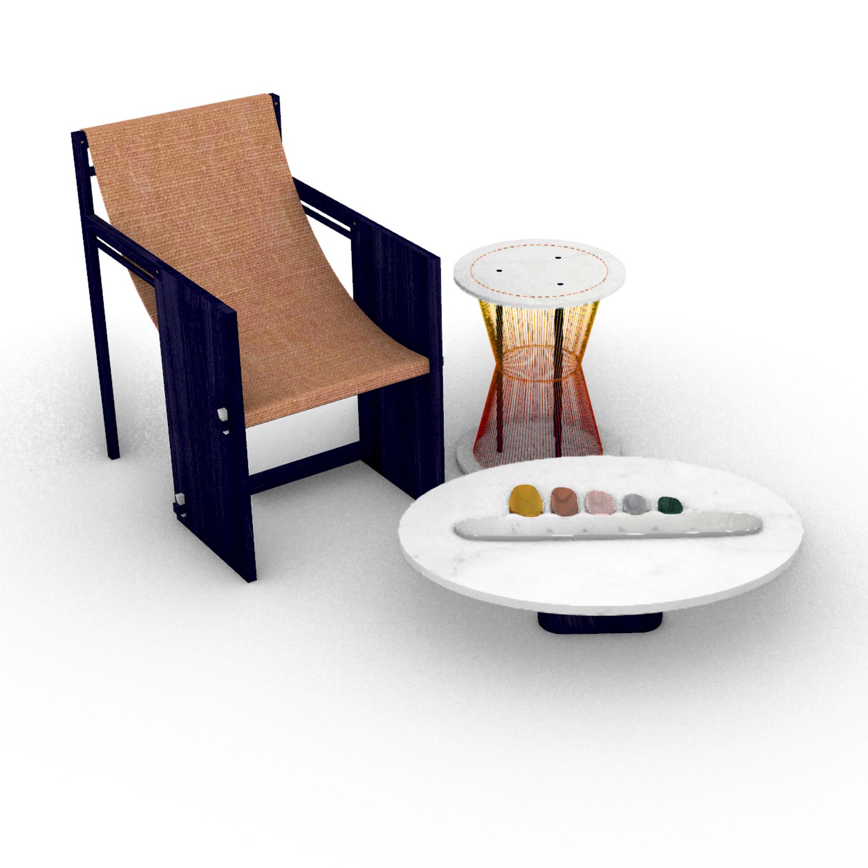 Contemporary Thali, Marble Low Table, Design by Matang and Natasha Sumant For Sale