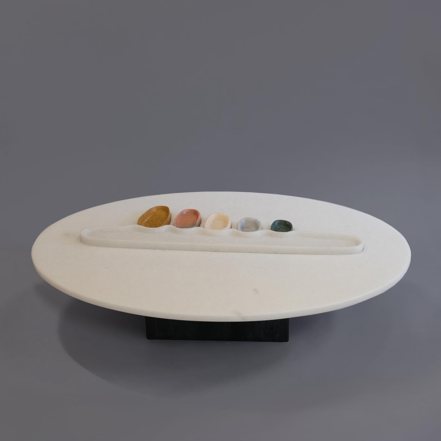 Ash Thali, Marble Low Table, Design by Matang and Natasha Sumant For Sale