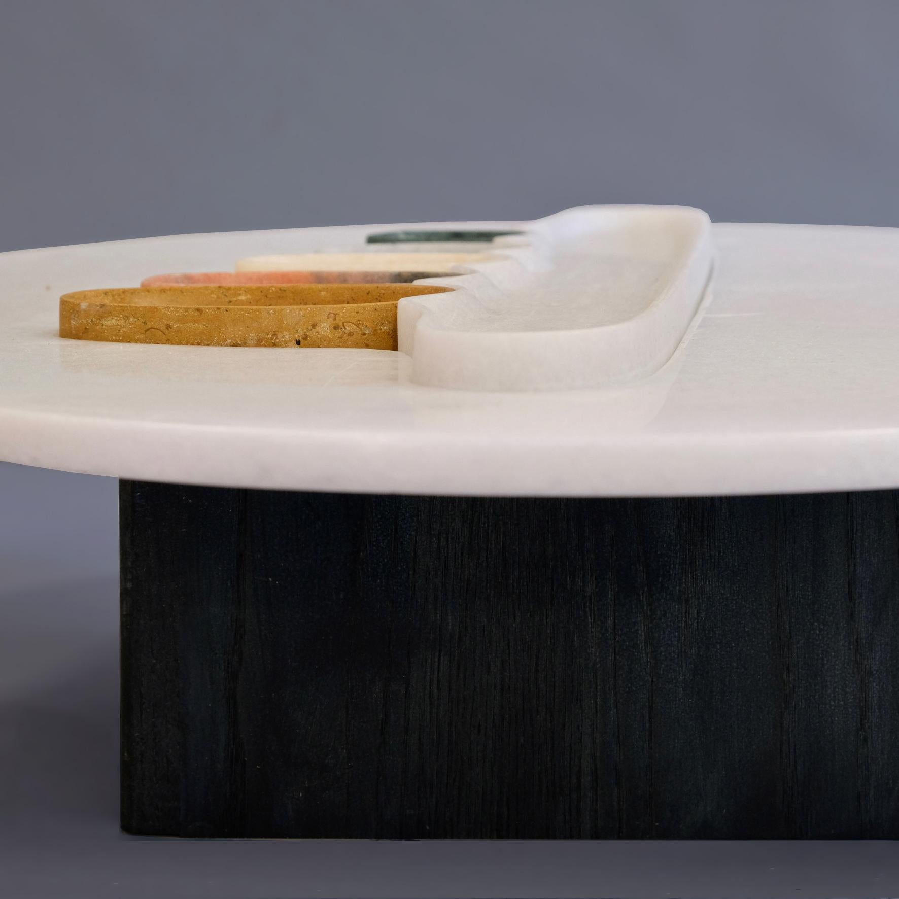 Modern Thali, Marble Low Table, Design by Matang and Natasha Sumant For Sale