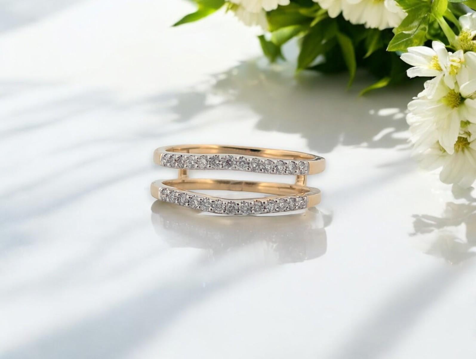 Modern Thalia  14K Yellow Gold Wrap Ring, 0.26 CTW Natural Diamonds, Size 7 Gift For Sale