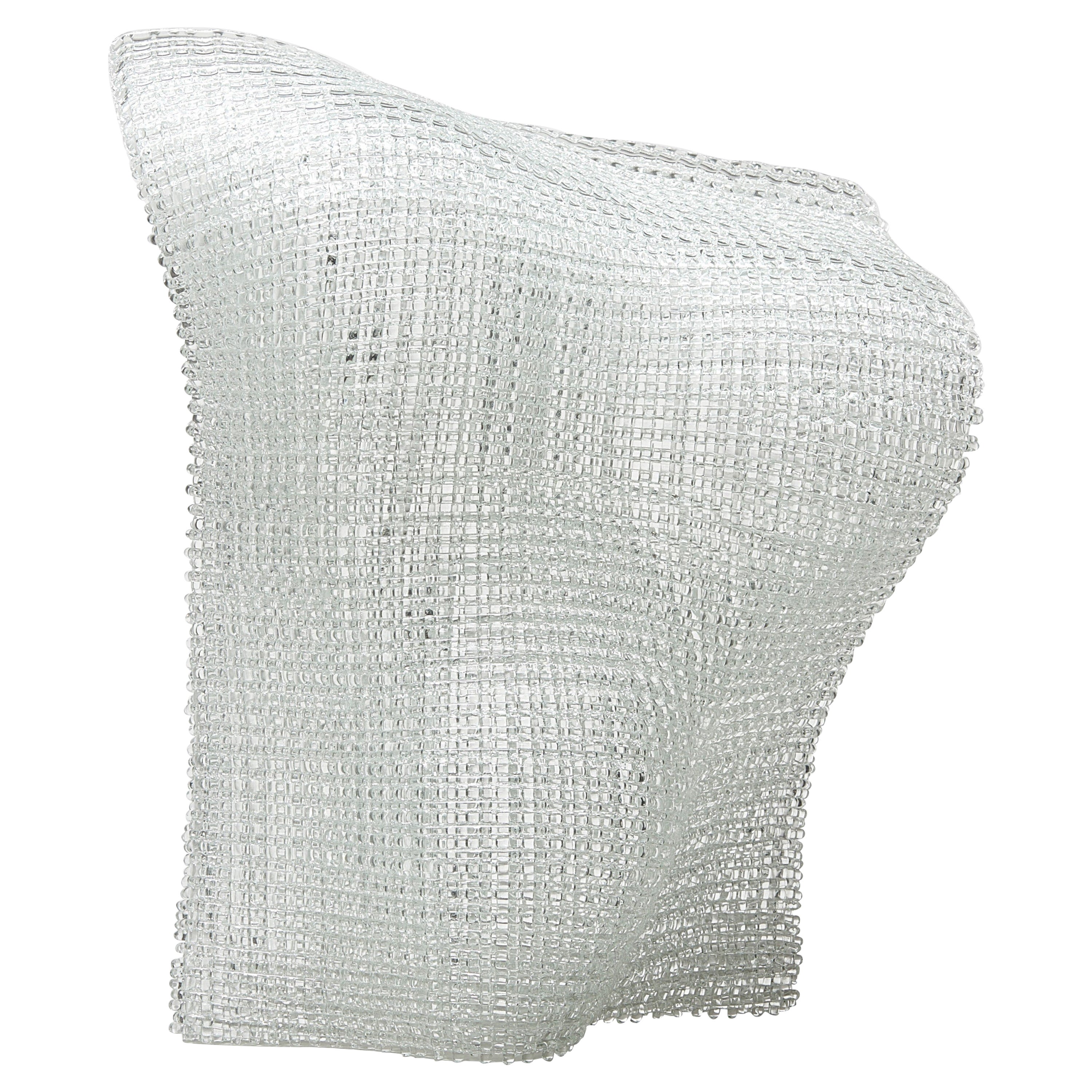 Thalia, an abstract clear woven standing glass sculpture by Cathryn Shilling