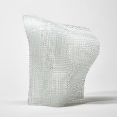 Thalia, an abstract clear woven standing glass sculpture by Cathryn Shilling
