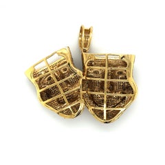 Thalia and Melpomene 10K Gold Theatre Face Diamond Pendant