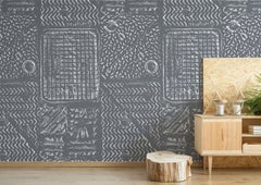 Thames-Printed London Manhole Wallpaper, Charcoal